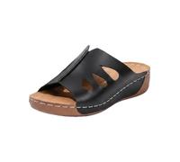Mules compensées larges pour femme, sandales orthopédiques à bout ouvert à bout ouvert, chaussons d'été confortables avec semelle antidérapante et bords cousus pour un usage quotidien, Noir , 37.5 EU