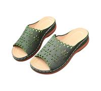 Mules creuses larges à bout ouvert pour femme, semelle épaisse, confortable, chaussures plates légères antidérapantes pour randonnée en montagne et excursion en plein air, vert militaire, 37.5 EU