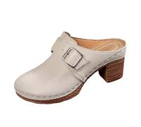 Mules de Plage Printemps Été Couleur Unie avec Orteil Enveloppant Semelle Extra Épaisse et Talon Carré Haut Sandales Grandes Tailles pour Look Allongé et Stylé Plage Piscine ou Vacances