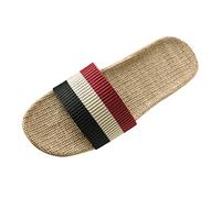 Mules d'été classiques pour femme - Tissage en bambou - Fond plat - Bout ouvert - Bloque les couleurs - Antidérapantes - Pour l'extérieur, le shopping, la plage, la marche, les voyages, le camping
