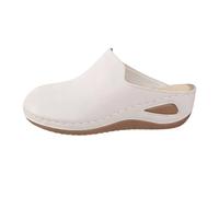 Mules d'été compensées pour femme - Antidérapantes - Confortables - Bout fermé - Pour fasciite - Chaussures larges - Chaussures décontractées à semelle souple et légères, Beige B., 39.5 EU