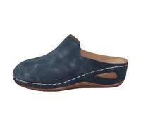 Mules d'été compensées pour femme - Antidérapantes - Confortables - Bout fermé - Pour fasciite - Chaussures larges - Chaussures décontractées à semelle souple et légères, Bleu B, 37.5 EU