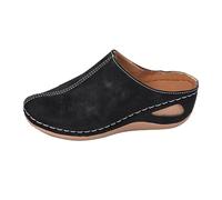 Mules d'été fermées en cuir pour femme avec semelle intérieure | Chaussures de jardin imperméables légères et respirantes - Sandales de plage ouvertes à l'arrière - Chaussures d'été