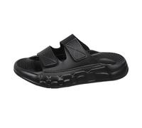 Mules d'été plates pour homme - Bout rond - Pieds larges - Chaussures d'extérieur confortables - Légères et respirantes - Sandales de plage à enfiler, Noir , 44 EU