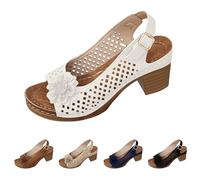 Mules d'été pour femme avec grands talons et motif floral - Chaussures d'été pour femme en Europe - Avec boucle - Escarpins pour hallux, Blanc., 40 EU