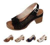 Mules d'été pour femme avec grands talons et motif floral - Chaussures d'été pour femme en Europe - Avec boucle - Escarpins pour hallux, Noir , 39 EU