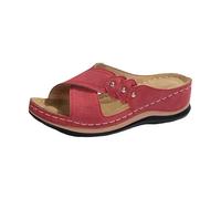 Mules d'été pour femme - Style bohème - Sandales compensées - Sandales compensées - Pour femme - Respirantes - Confortables - Pour la plage - Semelle intérieure, rouge, 41 EU