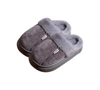 Mules d'hiver à plateforme pour femme - Chaussons en peluche - Semelles douces, gris, 44 EU