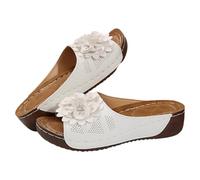 Mules en Cuir Femme Sandales Compensées - Bout Ouvert Plateforme Premium Orthopédiques Pantoufles Chaussons Dame