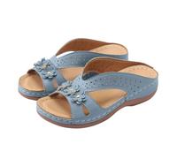 Mules en Cuir pour Femme Sandales Mode Bout Ouvert Compensées Plateforme Pantoufles Premium Orthopédiques Sandales Vintage Chaussons de Plage d'été