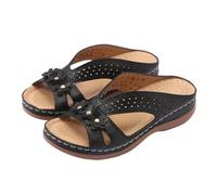 Mules en Cuir pour Femme Sandales Mode Bout Ouvert Compensées Plateforme Pantoufles Premium Orthopédiques Sandales Vintage Chaussons de Plage d'été