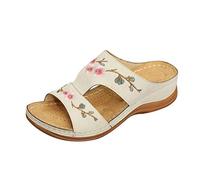 Mules en Cuir pour Femme Sandales Mode Bout Ouvert Compensées Plateforme Pantoufles Premium Orthopédiques Chaussons de Plage Ventes Flash de Printemps Été Sandale Anti-dérapant Respirant Vetements