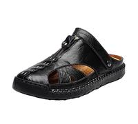 Mules en cuir pour homme - Sandales d'été fermées - Pantoufles respirantes en maille - Antidérapantes - Chaussures d'été - Chaussures de plage - Chaussures confortables - Tailles 38 à 48, Z02 noir, 45
