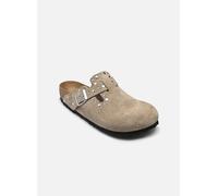 Mules et sabots Birkenstock Boston Rivet Suede - Narrow pour Femme 36 Beige