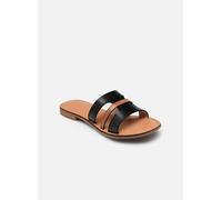 Geox Femme D Maddalusiac P Sandales Plates, Noir/Camel, 37 EU