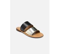 Geox Femme D Sozy S Sandales Plates, Black Lt Gold, 36 EU