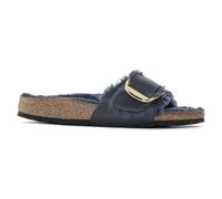 Mules femme Birkenstock Madrid Big Buckle Shearling Oiled Leather Bleu 39 Étroit