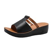 Mules Femme Cuir Pantoufles D'Été À Talons Compensés Épais Pour Femmes, Tendance, Style Décontracté, Avec Nœud Sandales Compensées Chaussures Nue Pied Ete Confortable Chaussure Blanche Nu Mule