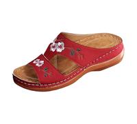 Mules Femme en Cuir Pieds Larges Chaussures D Été Respirantes Semelle Extérieure Jardin Sandales Compensées Confortables Chaussures Orthopédiques