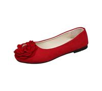 Mules Femme été Confortable Baskets Et Chaussures de Sport Femme Women's Flat Shoes Spring Summer and Autumn Lightweight Suede Round Toe Shallow Mouth Soft Bottom Bow Single Shoes Daily Rouge 41