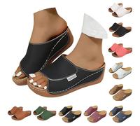 mules femme été confortable Sandales Femme Été Confortable Orthopédique et Soulagement des Pieds Sandals Pied Large Plateforme Pantoufles Ergonomiques Antidérapantes d'Été Respirantes Black 42