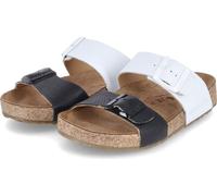 Mules femme Haflinger ANDREA Noir Blanc Cuir lisse Taille : 37