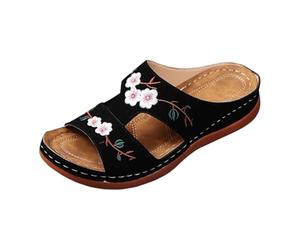 Mules Femmes été Confortable Sandales en Cuir pour Femme Chausson Bout Ouvert Compensées Plateforme Pantoufles De Plage Et Claquettes De Piscine Femme Orthopédiques Chaussons