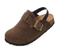 Mules Fille Sabots Garçon Chausson Enfant Pantoufle bébé Antidérapants Chaussures de Jardin Semelle en Liège Sandales Café 24.5-25 EU=Étiquette: 160