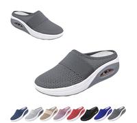 Mules for Women 2025 Summer Slip on Closed Toe Shoes Wide Width Clogs Mesh Slippers Air Cushion Walking Shoes Backless (Dark Gray, 38)