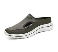 Mules Homme Cuir et Maille Patchwork Mules et Sabots Homme Ete Legere Respirant Slip on Été Basket Ouverte Confort Sabot de Marche Chaussures Orthopédiques Chausson Pantoufles Mule Basket sans Lacets