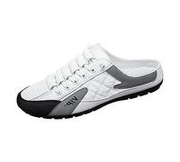 Mules Homme Cuir Patchwork Imperméable Mules et Sabots Homme Ete Legere Respirant Chausson Confort Slip on Été Basket Ouverte de Marche Chaussures Orthopédiques Sabot Pantoufles Mule Basket Sans Lacet