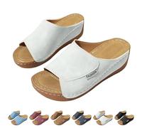 Mules orthopédiques pour femme - Talon compensé - Chaussures d'été pour les loisirs - Sandales compensées avec talon - Sandales antidérapantes - Sandales romaines, bleu, 38 EU