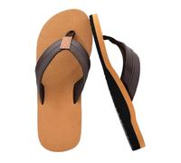 Mules orthopédiques pour homme - En cuir marron - Douces - Antidérapantes - Légères - Séchage rapide - Bout ouvert - Tongs respirantes, marron, 46 EU