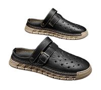 Mules perforées à bout fermé for hommes, mocassins enfiler avec sangle de talon réglable, pantoufles plage antidérapantes, semelle souple, chaussures plates d'été décontractées