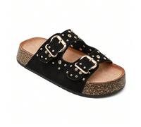 Mules Plateformes à Strass et Clous Dorés - Élégance Été Tout est question de chic scintillant et de confort absolu.Faites briller votre style avec nos sandales plates, conduits pour les cellules qui 