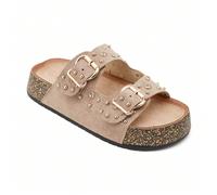 Mules Plateformes à Strass et Clous Dorés - Élégance Été Tout est question de chic scintillant et de confort absolu.Faites briller votre style avec nos sandales plates, conduits pour les cellules qui 