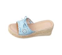 Mules plates d'été pour femme, espadrilles pour femme, pantoufles à bout ouvert, espadrilles, sandales compensées avec nœud, sandales de plage, chaussures de sauna, sandales à bout ouvert, chaussures