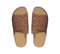 Mules pour femme avec semelle intérieure : cuir - Sandales orthopédiques à bout ouvert - Sandales de plage - Pantoufles antidérapantes - Chaussures d'été en maille - Tailles 36 à 43, marron, 39 EU