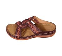 Mules pour femme avec semelle intérieure en cuir - Chaussures orthopédiques - Chaussures d'été - Style bohème - Sandales à bride arrière - Sandales compensées, marron, 36 EU