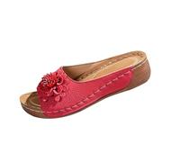 Mules pour femme avec semelle intérieure - Sandales d'été à fleurs - Pour l'intérieur et l'extérieur - Sandales d'été - Sandales de plage hautes - Sandales compensées - Chaussures de marche pour femme