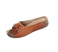 Mules pour femme avec semelle intérieure - Sandales d'été à fleurs - Pour l'intérieur et l'extérieur - Sandales d'été - Sandales de plage hautes - Sandales compensées - Chaussures de marche pour femme