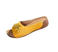 Mules pour femme avec semelle intérieure - Sandales d'été à fleurs - Pour l'intérieur et l'extérieur - Sandales d'été - Sandales de plage hautes - Sandales compensées - Chaussures de marche pour femme