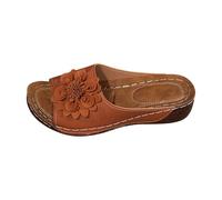 Mules pour femme avec semelle intérieure - Sandales orthopédiques antidérapantes - Chaussures d'été à séchage rapide - Sandales romaines - Sandales creuses - Respirantes, marron, 36 EU