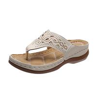 Mules pour femme avec semelle intérieure - Tongs plates et douces - Élégantes et confortables - Sandales orthopédiques antidérapantes - Chaussures de loisirs - Pointure 37 à 42, beige, 40 EU