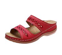 Mules pour femme - Sandales en cuir - Pieds larges - Chaussures d'été respirantes - Semelle extérieure en cuir - Chaussures de jardin - Sandales compensées confortables - Chaussures orthopédiques