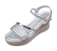 Mules pour Femmes Sandales Sandales Plateforme Blanches Pour Femmes d'été à semelle épaisse, style Rome, grandes tailles, style européen et américain Talon Soirée Or (Silver, 42)