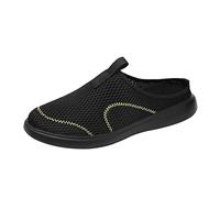 Mules pour Homme - Pantoufles Confortables - en Maille Respirante - L'Été - pour La Plage, Les Loisirs - Antidérapantes - Semelle Souple - L'Intérieur Et L'Extérieur - De Jardin Noir 47