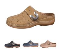 Mules respirantes pour femme - Chaussures de marche antidérapantes - Chaussures de loisirs confortables - Pantoufles orthopédiques plates - Bout fermé à l'avant - Pantoufles à enfiler, 01kaki, 40 EU