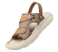 Mules Sandales Homme Cuir à Bride Arrière Chaussures Été Ouvertes avec Boucle Sandale Confortable à Bout Ouvert Semelle Souple Épaisse et Lit de Pied Texturé pour Plage Conduite Vacances et Marche
