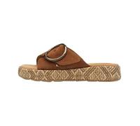 Tamaris Femme Comfort Damen Pantolette Leder Wide Fit Sandale cale, Cognac, 39 EU